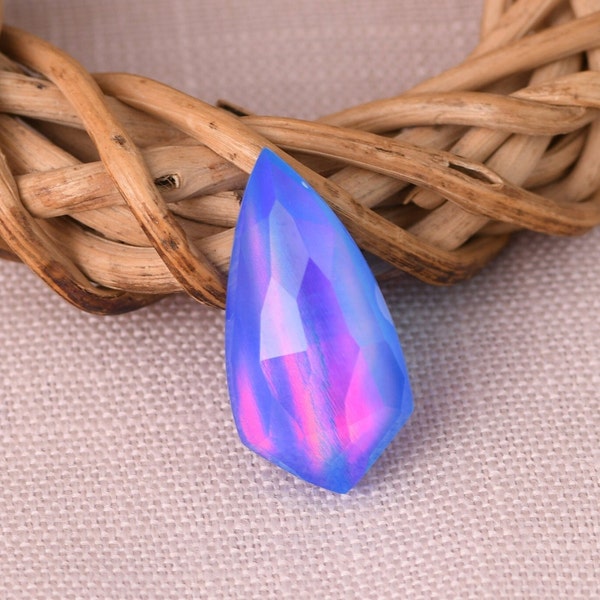 Piedra preciosa de ópalo de aurora flácida púrpura rara de 11x21 mm, ópalo azul de cuarzo doblete natural, piedra preciosa suelta de ópalo de fuego púrpura raro para la fabricación de joyas.