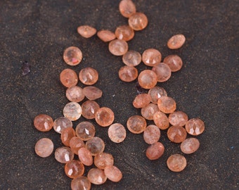 AAA+ Natural Sunstone, Faceted Cut Round Shape Calibrated Sun Stone, Healing Loose Sunstone Quartz, Beautiful Gemstone for Jewelry Making.