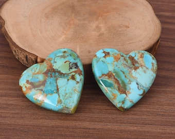 Heart Shape Kingman Turquoise Cabochons Loose Gemstone, AAA Quality Turquoise, Calibrated Healing Stone for Pendent, Necklace, Boho Jewelry.