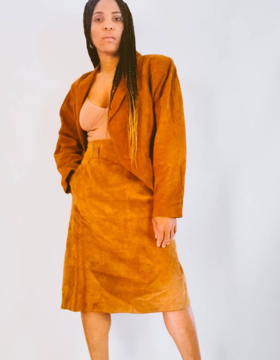 Lord & Taylor Suede Midi Skirt
