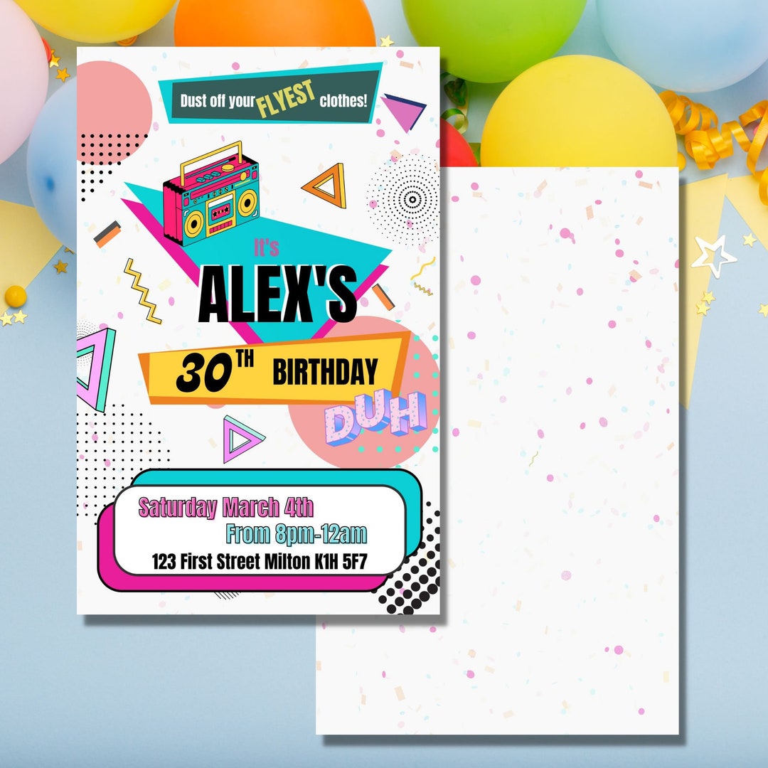 Retro Party Invitation Template 80s/90s Etsy