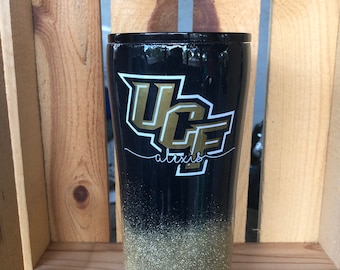 Vaso personalizado con purpurina de la UCF