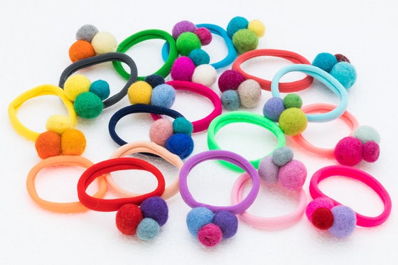 Mini Pom Pom Hair Tie Etsy