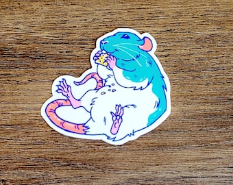 Adorable Rat Eating Cheese Sticker