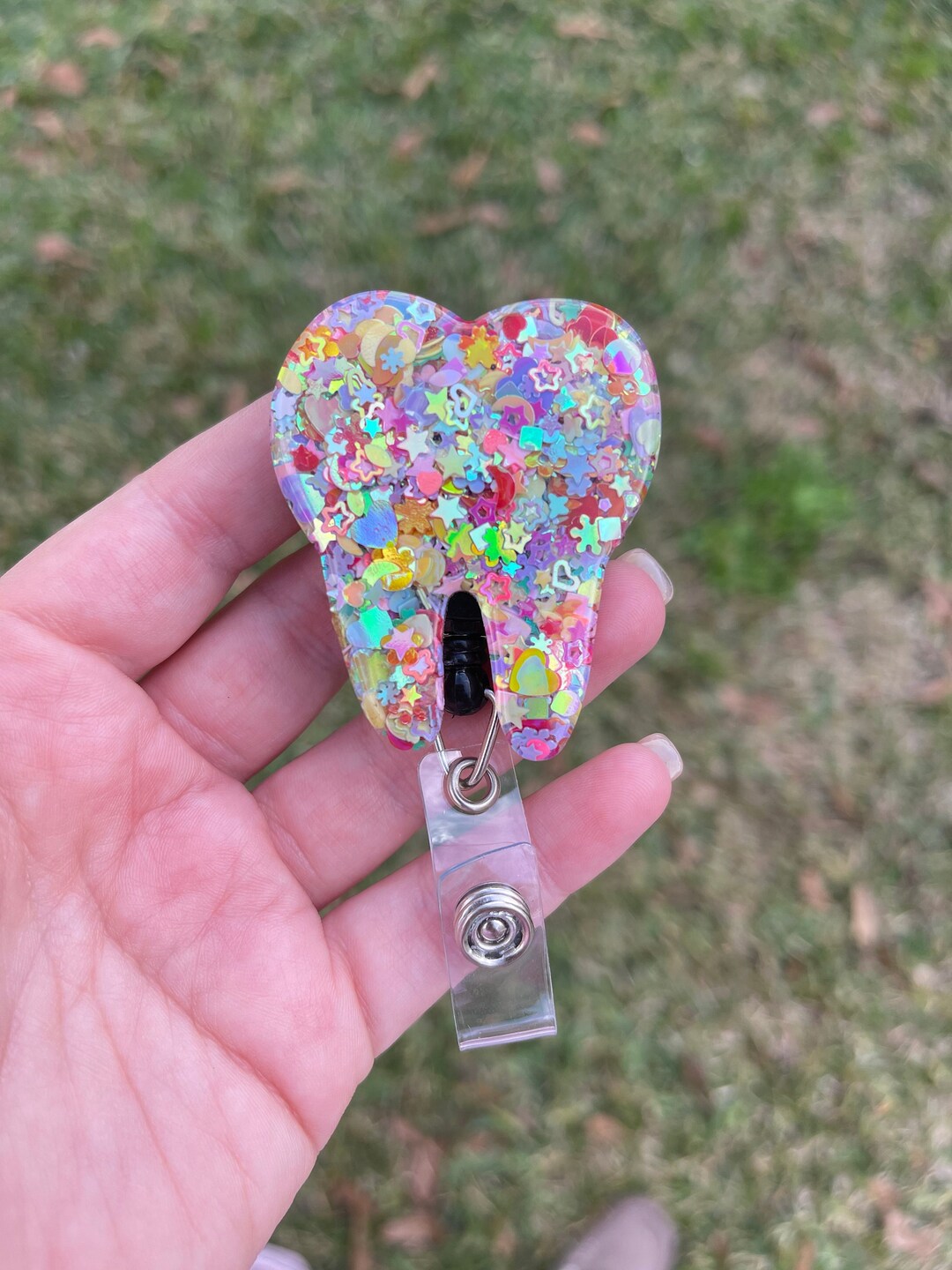 Glitter Tooth Badge Reel Dental Badge Reel Dental Gift Etsy
