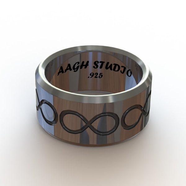Infinity Hochzeitsband VI / Gravierter moderner breiter Ring / Eleganter modischer Ring / Perfekte Geschenkidee