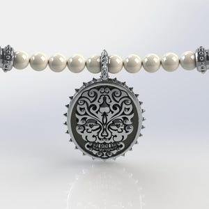 Dia De Los Muertos Pendant, Handmade Dia De Los Muertos Santa Muerte Pendant, Sterling Silver Sugar Skull Pendant, Stone Bead Necklace