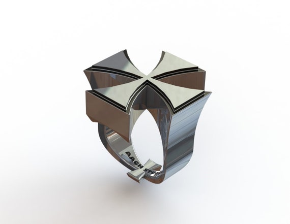 Maltese Cross Ring/ Byzantine Ring/ Gothic Style Ring/ Knight Ring