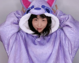 Kuni der Waschbär - Weicher & Cozy Übergroßer Sherpa Fleece Pyjama Decke Hoodie
