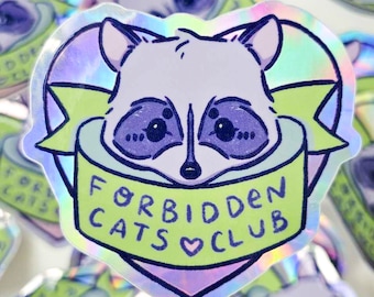 Forbidden Cats Club Holographic Raccoon Sticker