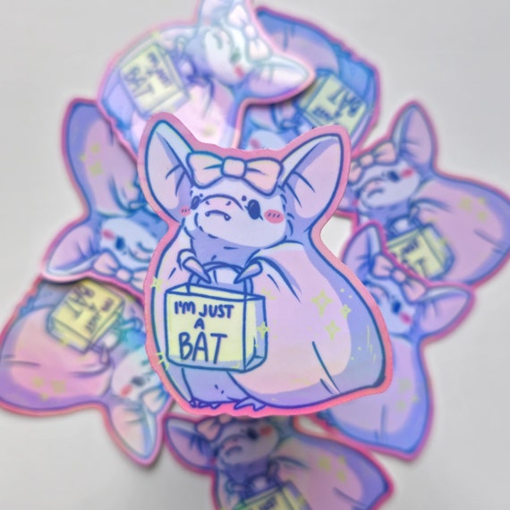 Coquette Bat Sticker: Funny Pastel Holographic Waterproof Decal