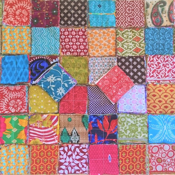 50 PIECE Indian SARI 5 Inch SQUARES - Cotton - 5" x 5" *Colourful Indian Patterns. Patchwork Quilting Bundle Pack