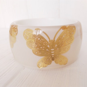 Butterfly massive bracelet Cottagecore white gold jewelry