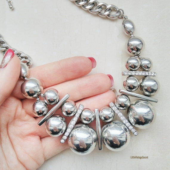 Ball collar necklace Amazing Costume 80s jewelry … - image 2