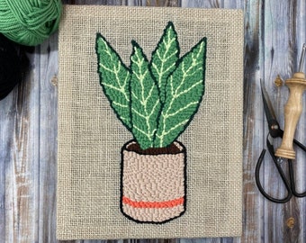 Snake Plant Punch Needle *DIGITAL PDF PATTERN* / Modern Punch Needle / Botanical Wall Decor / Oxford Fine Punch Needle / Needle Punch