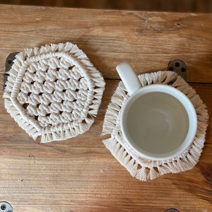 Hexagon Macrame Coasters *DIGITAL PDF PATTERN* | Macrame Mug Rug Tutorial | Easy Beginner Macrame Pattern