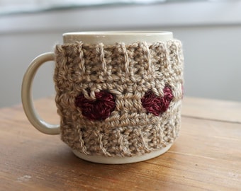 Tasse au crochet Cosy Hearts Cosy *MOTIF PDF NUMÉRIQUE* | Patron au crochet imprimable