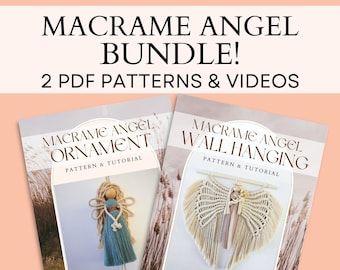 BUNDLE Macrame Angel Wings Wall Hanging Pattern | Macrame Ornament | DIY Macrame Pattern | Written PDF And Video Tutorial | Christmas Decor