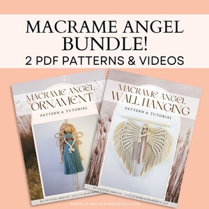 BUNDLE Macrame Angel Wings Wall Hanging Pattern | Macrame Ornament | DIY Macrame Pattern | Written PDF And Video Tutorial | Christmas Decor