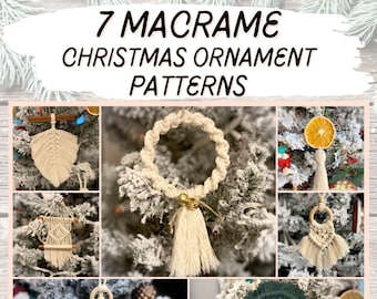 7 Macrame Christmas Ornaments *DIGITAL PDF PATTERN* | Printable Macrame Pattern eBook | Diy Macrame Ornament Pattern | Tree Decorations