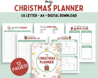 Printable Christmas Planner | Cute Festive Planner | Printable December 2023 | Holiday Planner | Instant Download