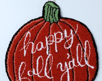 Pumpkin Punch Needle *DIGITAL PDF PATTERN* "Happy Fall Ya'll!" // Ultra Punch Patterns // Diy Fall Decor // Punch Needle Wall Hanging