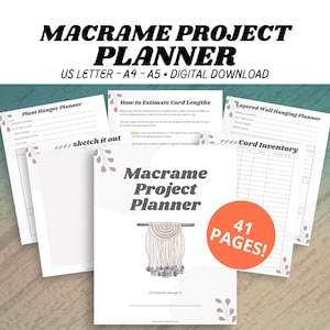 Macrame Project Planner - *DIGITAL PDF PLANNER* - Printable Craft Planner - Project Tracker