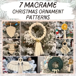 7 Macrame Christmas Ornaments *DIGITAL PDF PATTERN* | Printable Macrame Pattern eBook | Diy Macrame Ornament Pattern | Tree Decorations