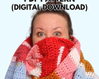 Easy Chunky Crochet Scarf Pattern PDF | Beginner Friendly Step by Step Tutorial | Oversized | One Size Fits Most | Video | Super Bulky Yarn