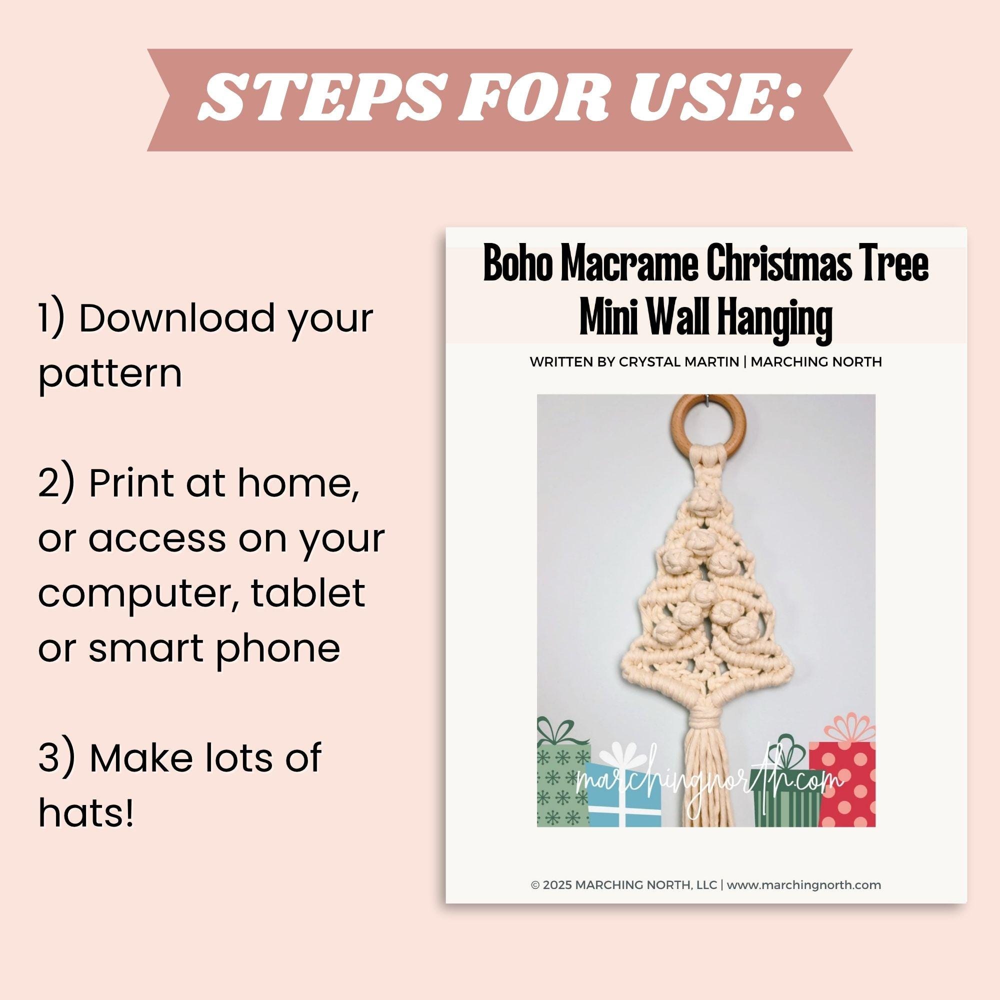 Boho Macrame Christmas Tree Wall Hanging Pattern – Holiday DIY Decor ...