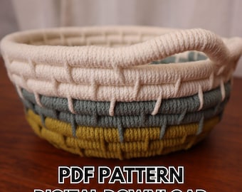Coiled Basket Pattern | Easy Rope Basket Tutorial | DIY Coil Basket Using Cord | Beginner Friendly Basket Step-by-Step (PDF + Video)