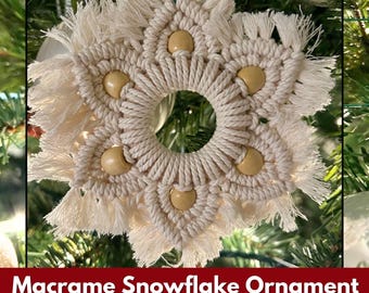 Macrame Snowflake Ornament *DIGITAL PDF PATTERN* | Printable Macrame Pattern | Macrame Christmas Ornament Pattern | Christmas Decor