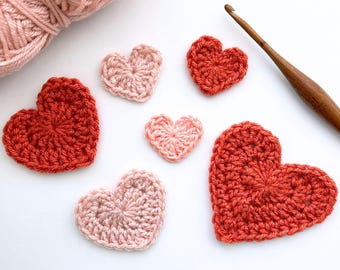 Easy Crochet Heart Pattern (3 Sizes) | Beginner Friendly Heart Applique | Step-by-Step Video + Chart