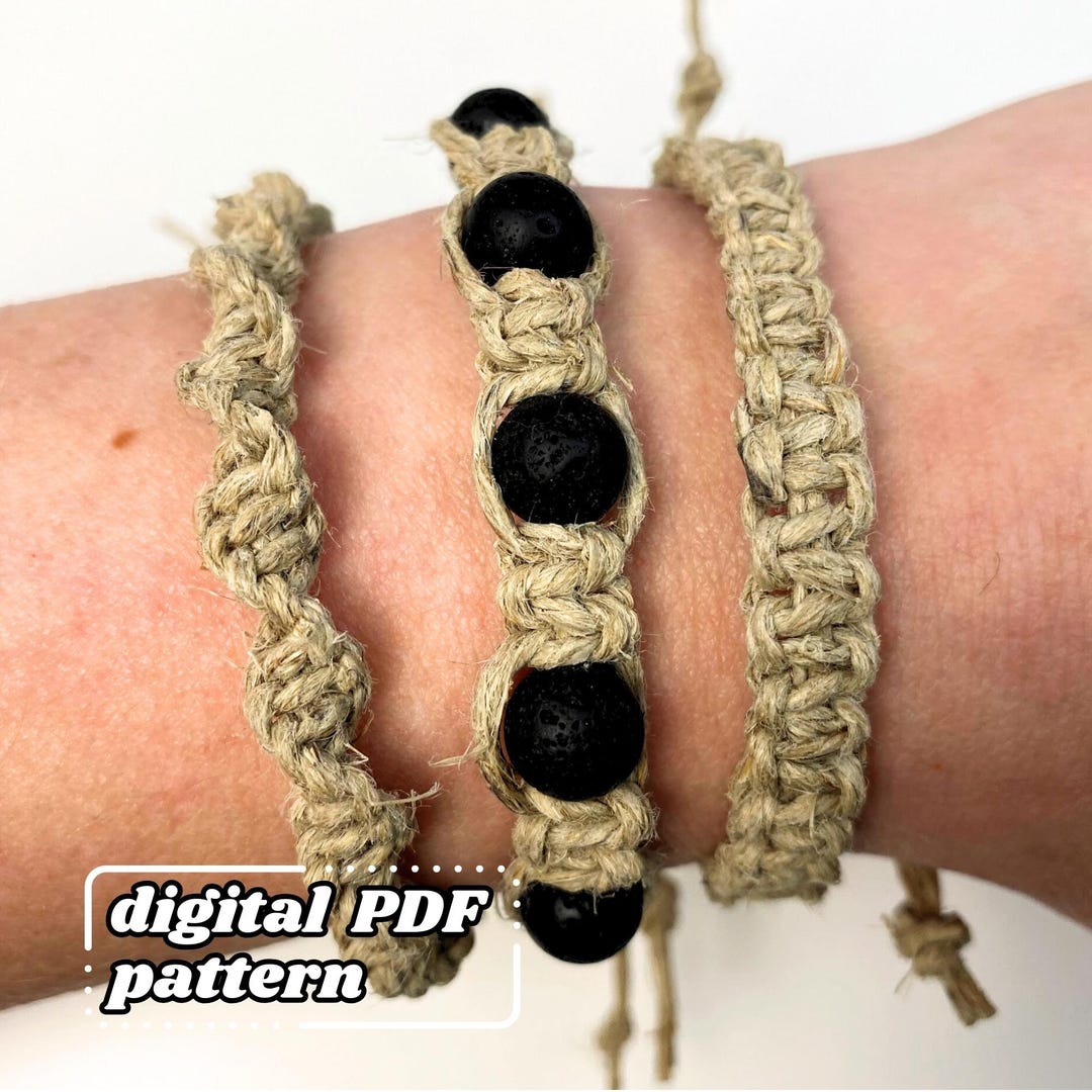 Macrame Hemp Bracelet Patterns Sliding Closure *DIGITAL PDF