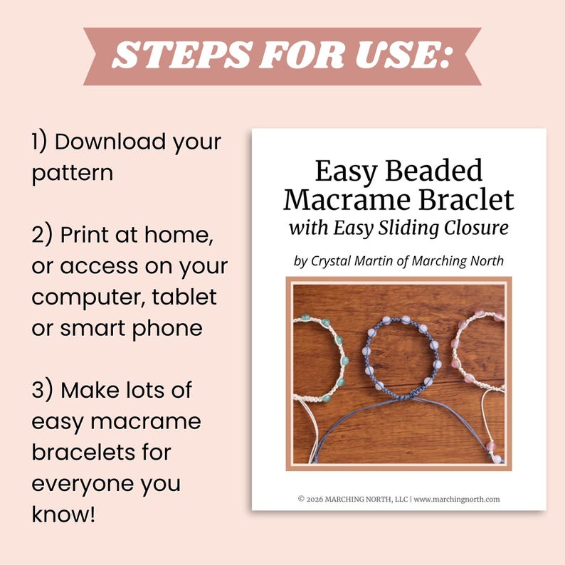 Easy Beaded Macrame Bracelet Pattern — Printable PDF With Photo and ...