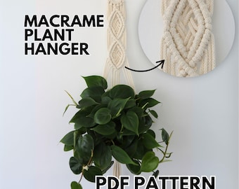 Woven Diamonds Macrame Wall Plant Hanger Pattern – Boho Wall Hanging with Planter – PDF Tutorial with Video – DIY Macrame Pattern