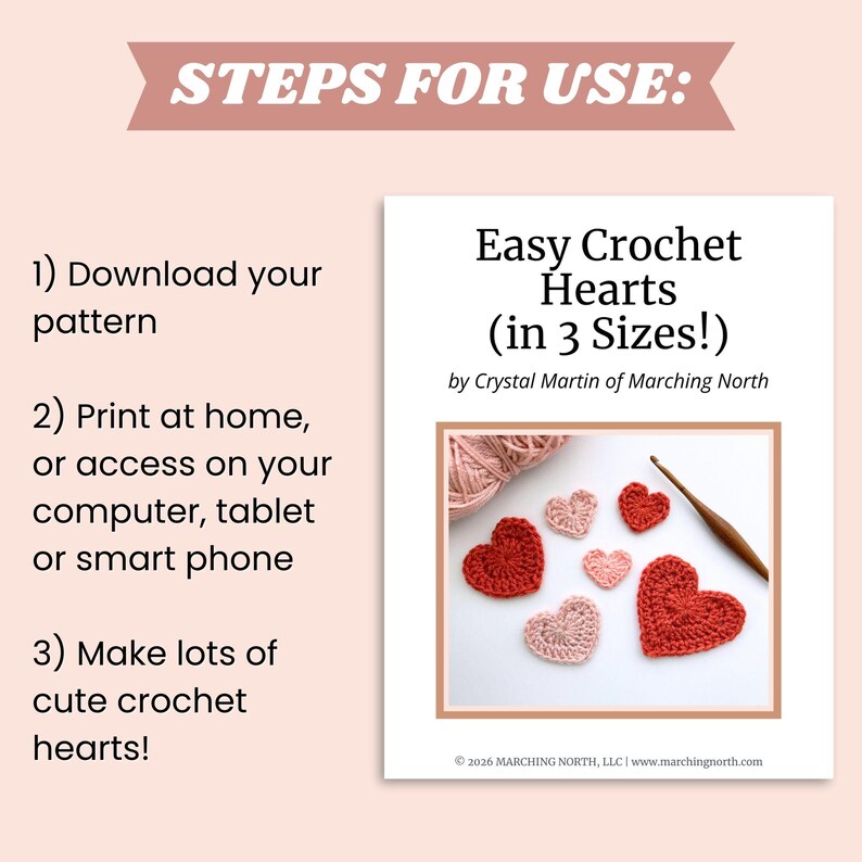Easy Crochet Heart Pattern (3 Sizes) | Beginner Friendly Heart Applique ...