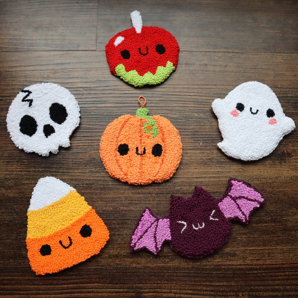 Cute Halloween Punch Needle Ornament Patterns *DIGITAL PDF*  // Ultra Punch Pattern // DIY Fall Decor // Coasters / Mirror Charm // Keychain