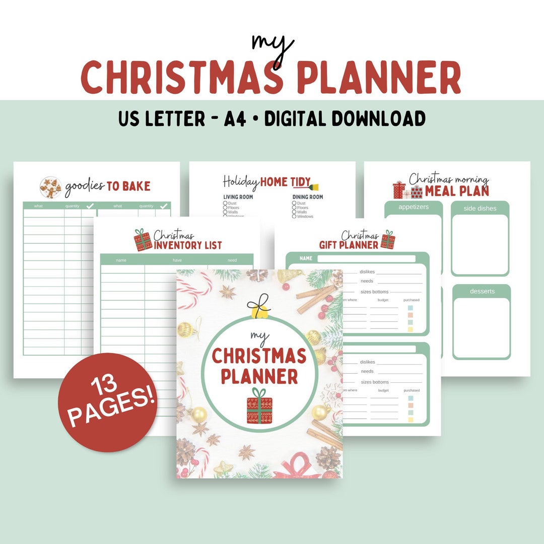 Printable Christmas Planner | Cute Festive Planner | Printable December ...