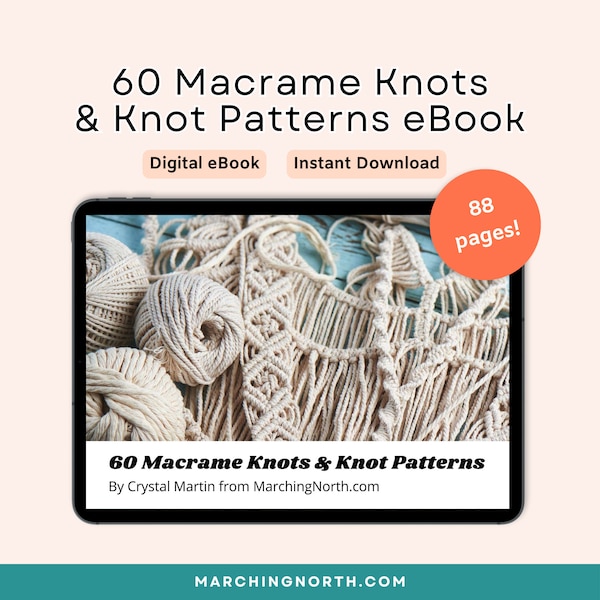 60 noeuds et modèles de noeuds en macramé *PDF NUMÉRIQUE* / Guide des noeuds en macramé / Macramé pour débutants / Tutoriels photo étape par étape