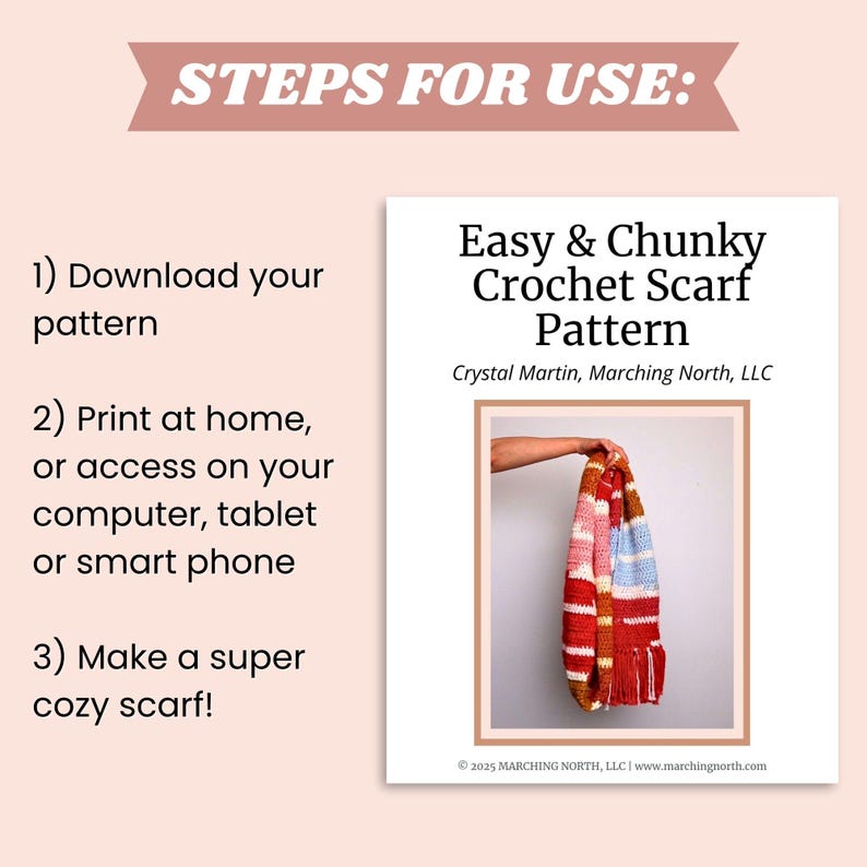 Easy Chunky Crochet Scarf Pattern PDF | Beginner Friendly Step by Step ...