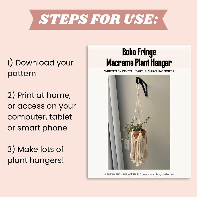 Boho Fringe Macrame Plant Hanger Pattern – Easy DIY Hanging Planter ...