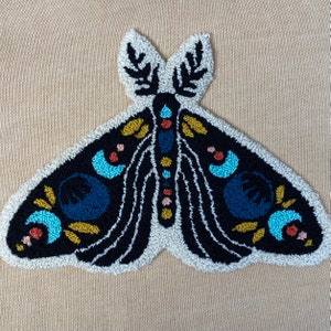 Celestial Moth Punch Needle Embroidery *DIGITAL PDF PATTERN* // Ultra Punch Patterns // Insect Embroidery Pattern