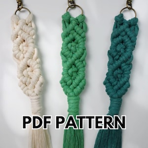 Double Diamond Macrame Keychain Pattern – Boho DIY Keychain – Macrame PDF Pattern + Video – Beginner to Intermediate
