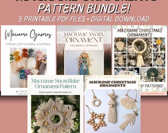 15 Macrame Christmas Ornaments BUNDLE *DIGITAL PDF Pattern* | Printable Macrame Pattern | Diy Macrame Christmas Ornament | Snowflake | Angel