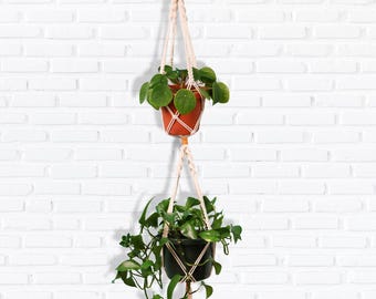 Double Macrame Plant Hanger | Plant Hanger *DIGITAL PDF PATTERN* | Printable Macrame Pattern