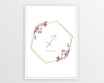 Sagittarius Zodiac Sign Digital Print - Instant Download