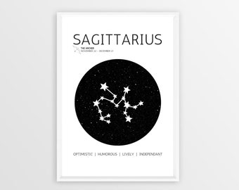 Sagittarius Zodiac Sign Digital Print - Instant Download