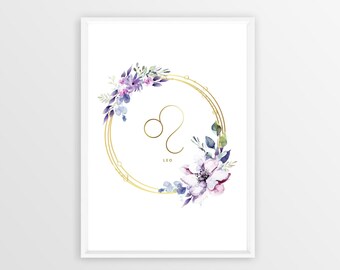 Leo Zodiac Sign Digital Print - Instant Download