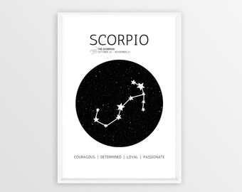 Scorpio Zodiac Sign Digital Print - Instant Download